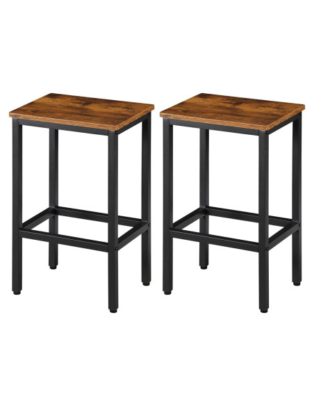 Juego de 2 Taburetes de Bar SUPER DEAL 66 cm Metal y Madera