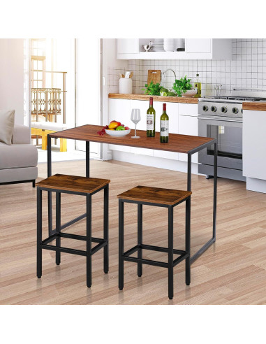 Juego de 2 Taburetes de Bar SUPER DEAL 66 cm Metal y Madera