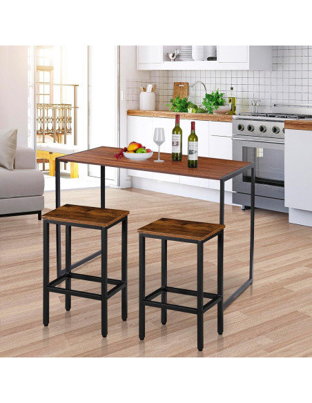 Juego de 2 Taburetes de Bar SUPER DEAL 66 cm Metal y Madera