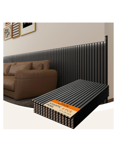 Paneles Acústicos Absorbentes Upick 8 Piezas 121.9x61 cm Negro Mate