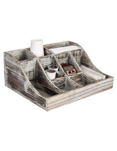 Organizador de Condimentos MyGift de Madera Quemada con 9 Compartimentos