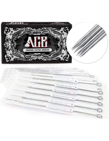 50 Agujas de Tatuaje Estériles Redondas ACE Needles 11RS