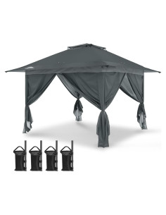 Gazebo Pop Up EAGLE PEAK 3.96x3.96m Gris con Paneles Laterales