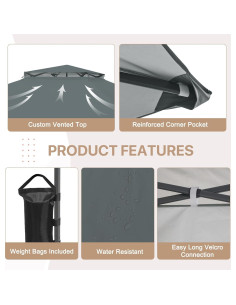 Gazebo Pop Up EAGLE PEAK 3.96x3.96m Gris con Paneles Laterales 2