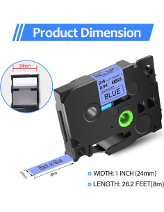 6 Cintas de Etiqueta USUPERINK TZe-551 24mm Negro sobre Azul 2