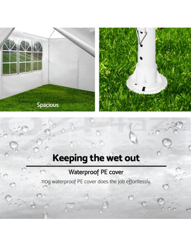 Gazebo de Jardín Wheloy 10x6m Blanco con 6 Paredes Desmontables