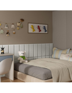 Cabecera Tapizada Beige Greymond 4 Piezas Acolchada Adhesiva 2