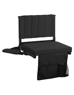Asiento de Estadio Increíble por Menos Plegable Negro con Cojín