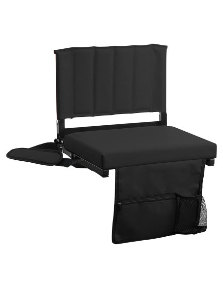 Asiento de Estadio Increíble por Menos Plegable Negro con Cojín