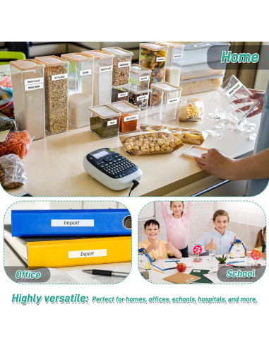 Cinta de Etiqueta Cruxer 12mm Negra sobre Blanca - 5 Paquete