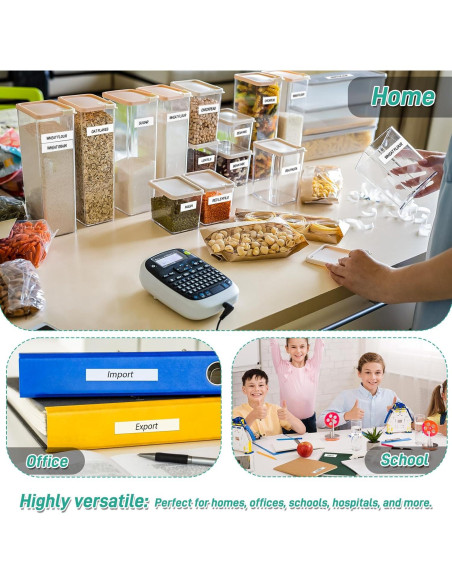 Cinta de Etiqueta Cruxer 12mm Negra sobre Blanca - 5 Paquete