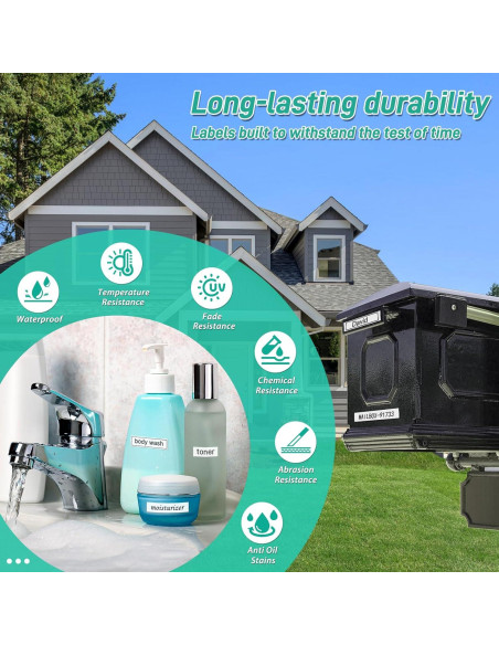 Cinta de Etiqueta Cruxer 12mm Negra sobre Blanca - 5 Paquete