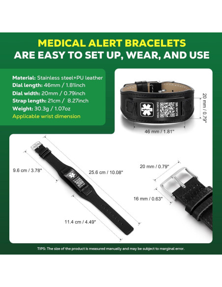 Pulsera Médica Personalizada THELUCKYTAG - Acero Inoxidable 20.32-25.4cm