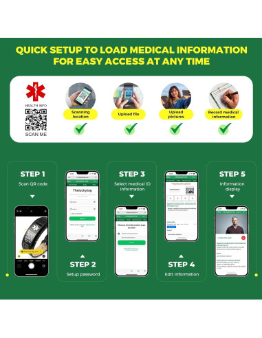 Pulsera Médica Personalizada THELUCKYTAG - Acero Inoxidable 20.32-25.4cm