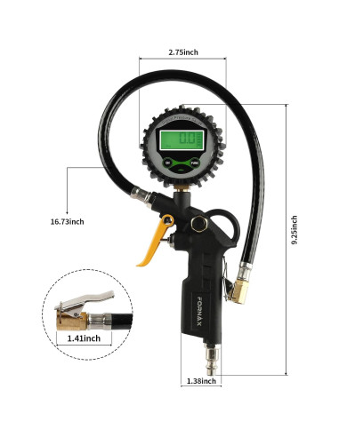 Inflador de Neumáticos Digital FORNAX con Manómetro 200 PSI