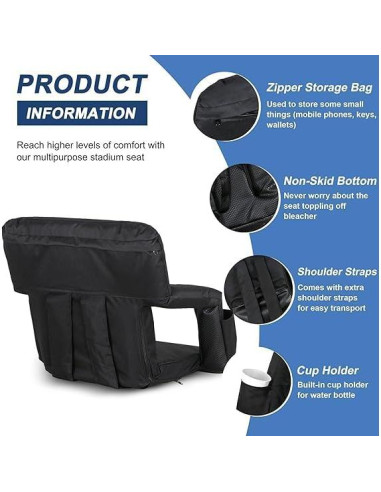 Silla de Estadio Portátil Oteymart Ancha 15.74-20.47 cm Ajustable