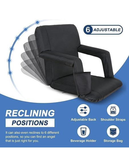 Silla de Estadio Portátil Oteymart Ancha 15.74-20.47 cm Ajustable