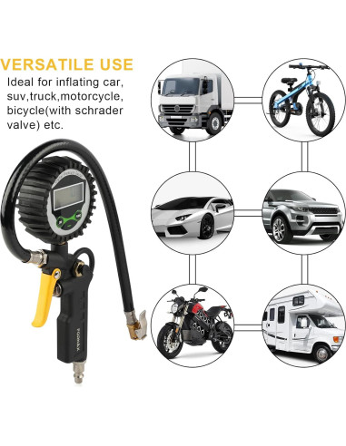 Inflador de Neumáticos Digital FORNAX con Manómetro 200 PSI