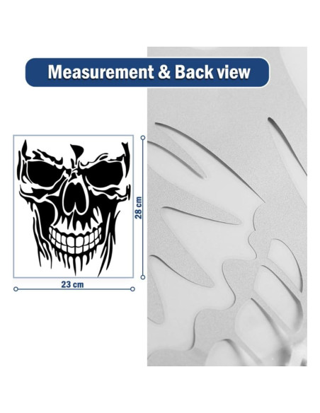 Calcomanías de Coche Calavera W-POWER 28 x 23 cm Negro