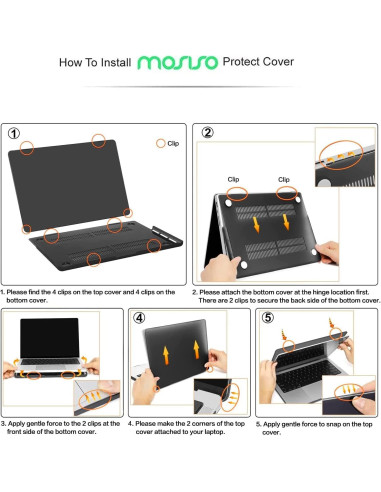 Funda Dura Mosiso para MacBook Pro 14" 2021-2025, Negro