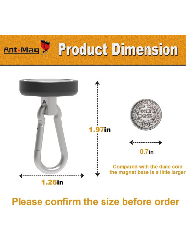 Ganchos Magnéticos Ant Mag 36.29kg con Mosquetón - 2 Pack
