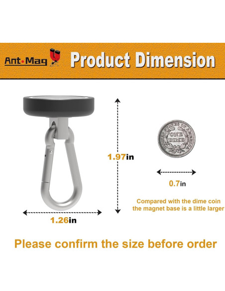 Ganchos Magnéticos Ant Mag 36.29kg con Mosquetón - 2 Pack