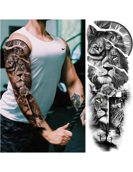 Tatuajes Temporales de Manga Cruz Cristiana Briyhose 4 Hojas