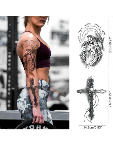 Tatuajes Temporales de Manga Cruz Cristiana Briyhose 4 Hojas