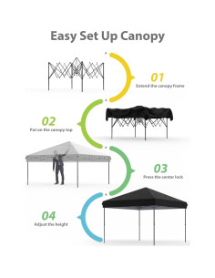 Carpa Plegable 3x3m OUTGOODS con Protección UV y Altura Ajustable 2