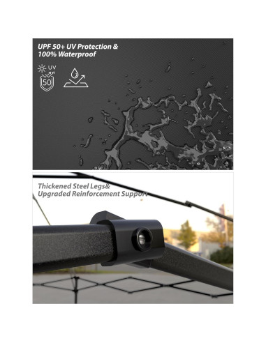 Carpa Plegable 3x3m OUTGOODS con Protección UV y Altura Ajustable