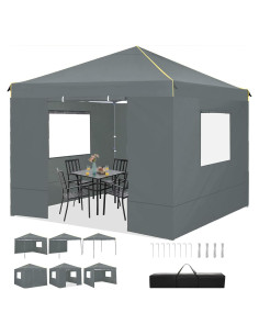 Carpa Plegable COBIZI 3x3m Impermeable con Ventanas y Mosquitera
