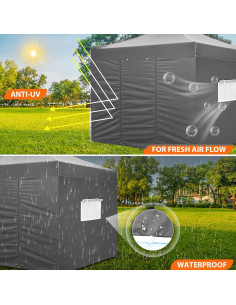 Carpa Plegable COBIZI 3x3m Impermeable con Ventanas y Mosquitera 2