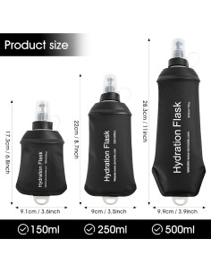 Botella de Agua Plegable GUYI 150ml TPU Negra para Correr 2