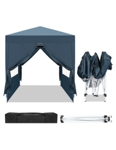 Carpa Pop Up 2x2m ANT SKU Azul Impermeable con Paredes Laterales