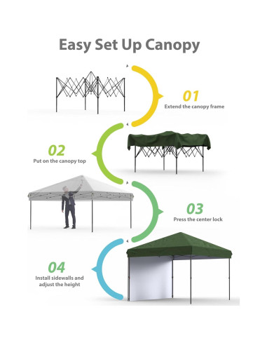 Carpa de Dosel Instantánea GOCAPTAIN 10x10 Pared Lateral Blanca