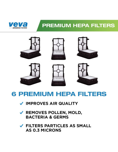 Conjunto de 6 Filtros HEPA VEVA para Aspiradoras Bissell 1866