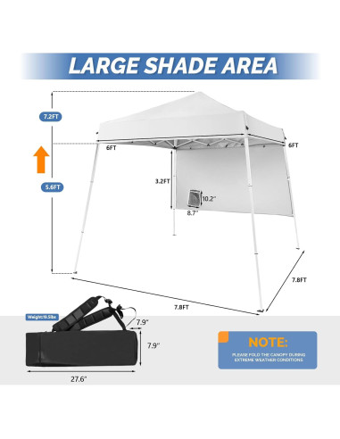 Carpa Plegable VINGLI 1.83x1.83m con Panel Lateral y Mochila
