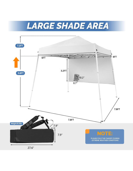 Carpa Plegable VINGLI 1.83x1.83m con Panel Lateral y Mochila