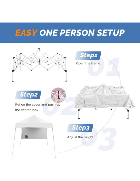 Carpa Plegable VINGLI 1.83x1.83m con Panel Lateral y Mochila