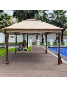 Gazebo Pop Up YJSPSSW 3.35x3.35m con Malla Desmontable Café 2