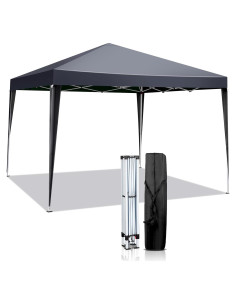 Carpa Plegable 3x3m MELOSHM con Bolsa de Transporte Gris
