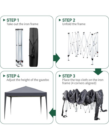 Carpa Plegable 3x3m MELOSHM con Bolsa de Transporte Gris