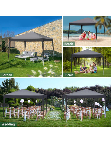 Carpa Plegable 3x3m MELOSHM con Bolsa de Transporte Gris