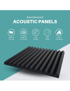 Kit de Espuma Acústica SoundAssured 1" - 6 Paneles 30.48x30.48cm 2