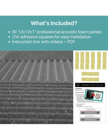 Kit de Espuma Acústica SoundAssured 1" - 6 Paneles 30.48x30.48cm