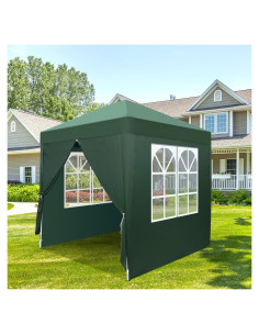 Gazebo Plegable Bonnlo 2x2m Verde con Paredes Laterales