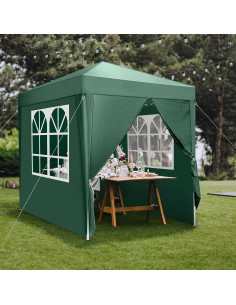 Gazebo Plegable Bonnlo 2x2m Verde con Paredes Laterales 2
