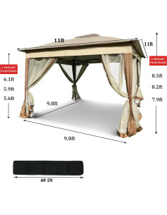 Gazebo Plegable 3.35x3.35m WEI WEI GLOBAL con Malla Desmontable 2