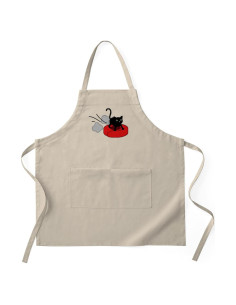 Delantal de Cocina CafePress Caqui con Gato y Robot Aspiradora