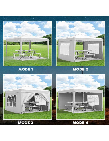 Carpa Plegable 3x3m QUGURLID Beige con 4 Paredes Removibles